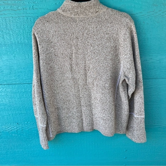 WOOLRICH COTTON WOOL SAGE GREEN KHAKI HEATHER  QUARTER ZIP SWEATER SIZE XL - Picture 5 of 8